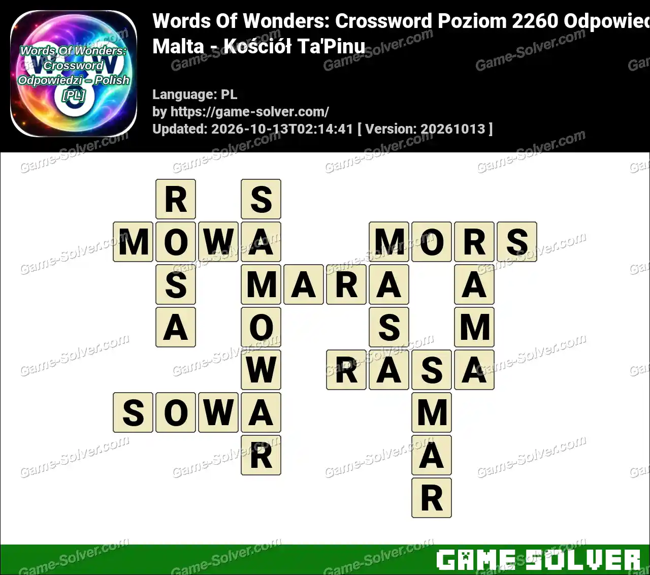 Words Of Wonders: Crossword Poziom 2260 Odpowiedzi – Malta – Kościół Ta’Pinu